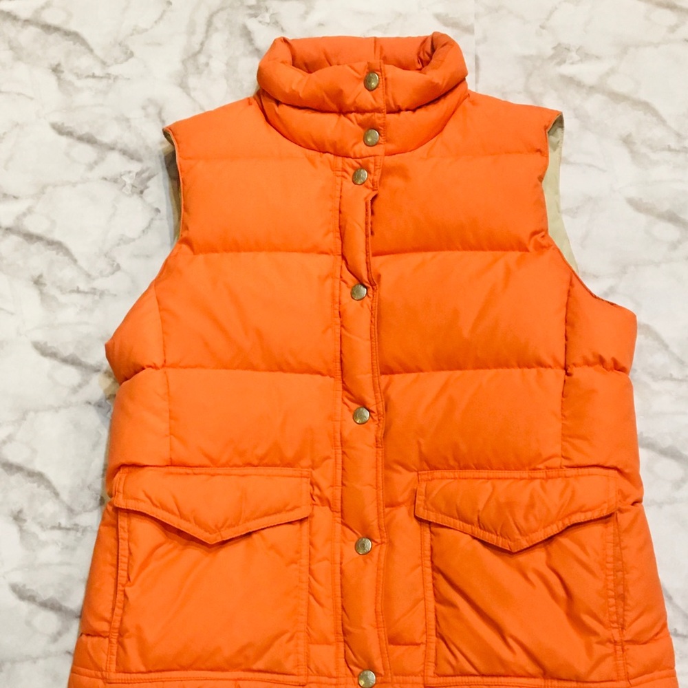 JCrew medium puffy orange vest